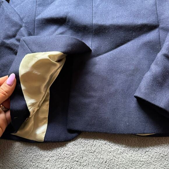 J Crew SchoolBoy Blazer Navy Blue Wool Gold Button Jacket Preppy SZ 0 - Picture 10 of 12